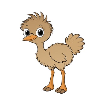 Cute Cartoon Ostrich Character for Kids Illustration Projects vector