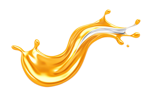 A dynamic splash of golden liquid with touch of silver, creating artistic and fluid motion. vibrant colors and smooth curves evoke sense of energy and creativity png