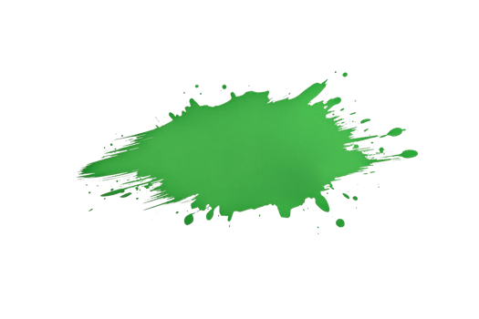 A vibrant green paint splatter with dynamic edges on transparency background png