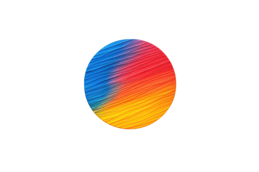 A vibrant circular design features gradient of blue, red, and yellow hues with textured pattern, creating dynamic and colorful visual effect png