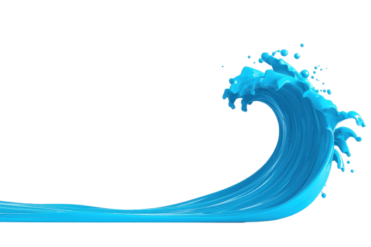 A dynamic and vibrant blue wave splashes energetically against transparent background, capturing essence of oceanic movement and fluidity. wave curves and droplets convey sense of power and natural png