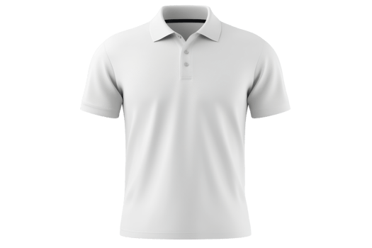 A plain white polo shirt with classic collar and short sleeves is displayed against transparency background, highlighting its simple and versatile design png
