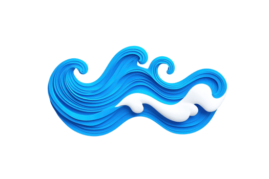 A dynamic abstract wave design in vibrant blue and white, showcasing layered curves and fluid motion. artwork captures essence of ocean waves with modern, artistic twist png