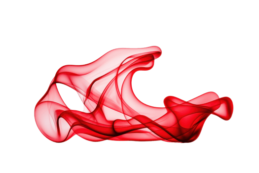 A dynamic red and pink abstract wave pattern flows gracefully against transparency background, creating sense of movement and energy. translucent layers and curves add depth and complexity to design png