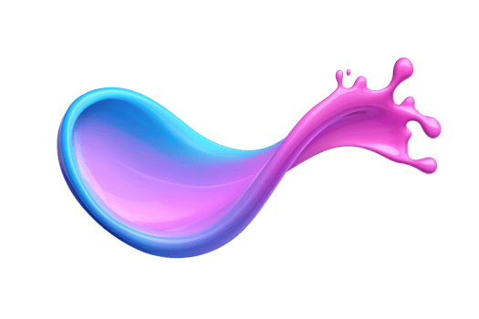 A vibrant splash of blue and pink paint creates dynamic, fluid shape against transparency background, showcasing blend of colors and motion png