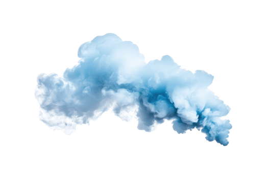 A billowing cloud of blue smoke creates dreamy and ethereal atmosphere, evoking sense of calm and mystery. soft, swirling patterns add dynamic and artistic touch png