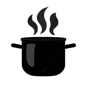 A steaming pot with handles emits visible steam, suggesting cooking or boiling. silhouette is simple and iconic, representing kitchenware or culinary activities png