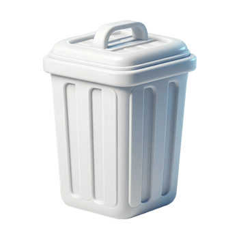 3D Render of a Clean White Trash Bin with Lid for Waste Management and Recycling png
