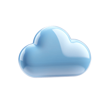 Glossy light blue cloud icon on a transparent background Concept of cloud computing, weather forecast, and data storage png