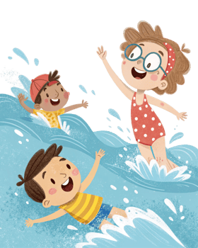 Summer Vacation Kids Swimming In Sea png