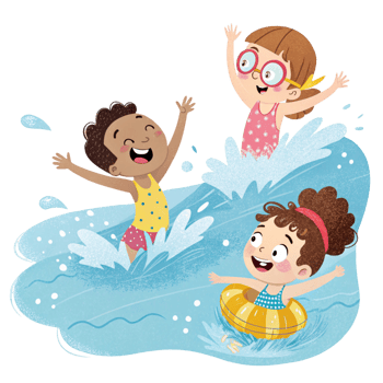 Seaside Fun With Swimming Children png