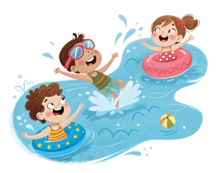 Cute Kids Enjoying Summer Beach Swim png