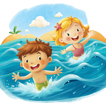 Summer Beach Fun With Children Swimming png
