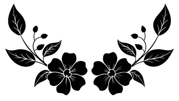 Floral Corner Design Black Flowers And Leaves vector