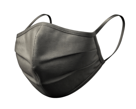 A sleek black face mask designed for comfort and style, showcasing a modern, folded design. png