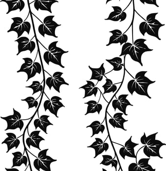 Ivy branch silhouette. elegant black floral decorative border or corner design element of leaves in pretty layout, wedding invitation decoration. Spring or nature plant design. Floral pattern. vector