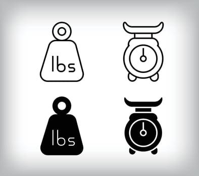 Weight and scales design. Simple linear and flat fitness weight icon set. vector