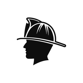 A silhouette of a firefighter is depicted wearing a traditional helmet, cutouts png