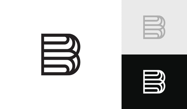 Letter B initial monoline minimalist logo design vector