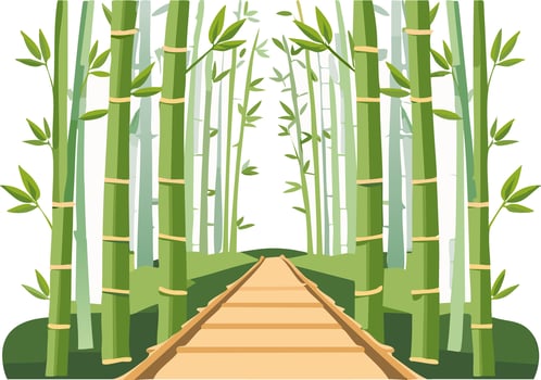 Hidden Path Through Bamboo Forest vector