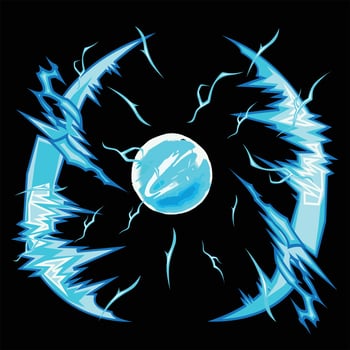 A blue lightning bolt with a circle around it vector