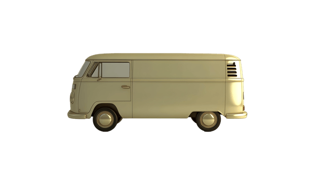 Retro van in a minimalist, digital art style. png