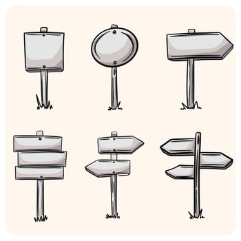 Road Sign Sketch Illustration Set vector
