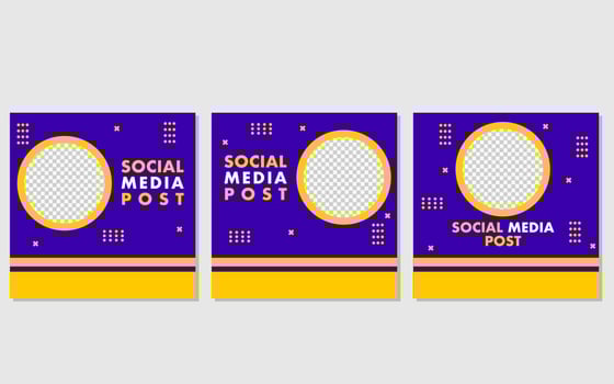 Social media post three blue and yellow templates for your next post. vector