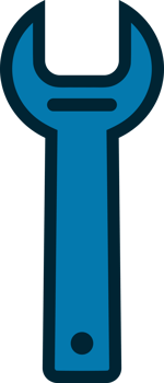 Blue adjustable wrench tool icon png