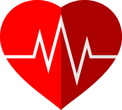 Red heart with wave pulse heartbeat medical png