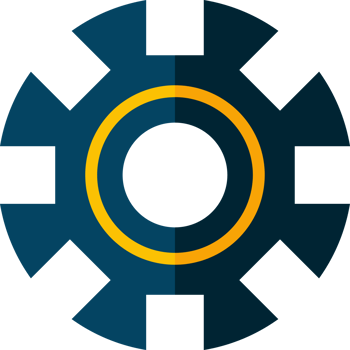 Blue gear cog icon png