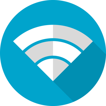 White wifi signal in blue circle icon png