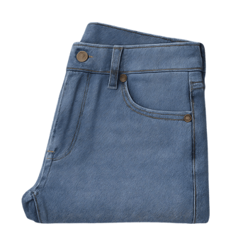 Folded blue denim jeans on transparent background realistic display lifestyle setting detailed view for fashion enthusiasts png
