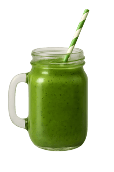 Refreshing green smoothie in transparent mason jar drink photography healthy lifestyle top view nutrition concept png