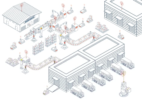 Smart Industry 4.0 with Factory automation, Autonomous robot industrial technology. The steps of the industrial revolution. vector