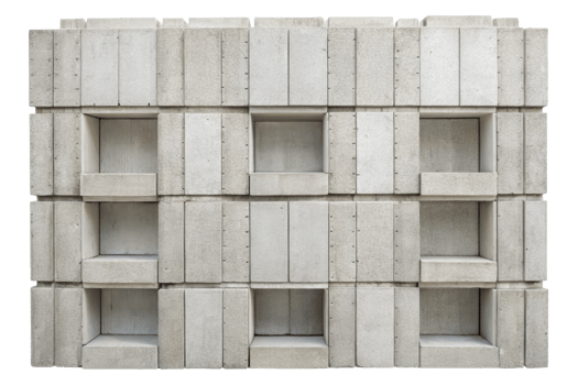 Modular concrete block wall structure arranged in stable stacked formation png