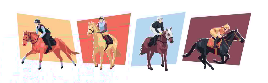 Female athlete character horse racing. Equestrian sport, race. Flat illustration. vector