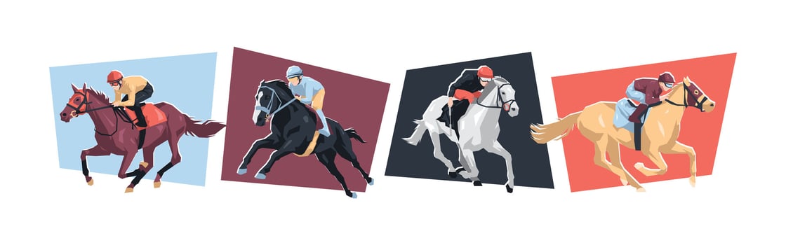 Male athlete character horse racing. Equestrian sport, race. Flat illustration. vector