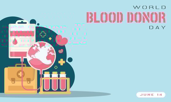 World Blood Donor Day Template. Blood transfusion equipment vector