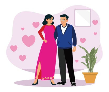A happy and romantic young couple. vector