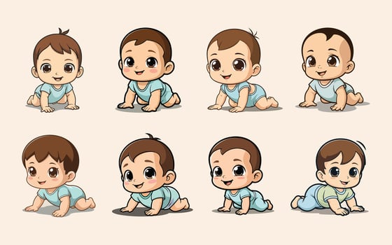 chibi babies bundle adorable cute baby character vector