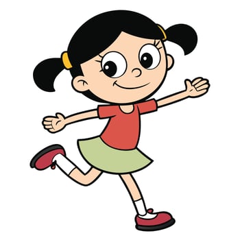 Cartoon girl running with excitement illustration of joyful play vector