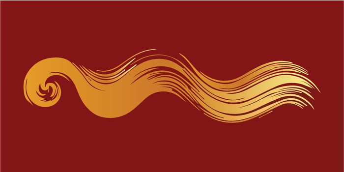 golden wave line brush vector