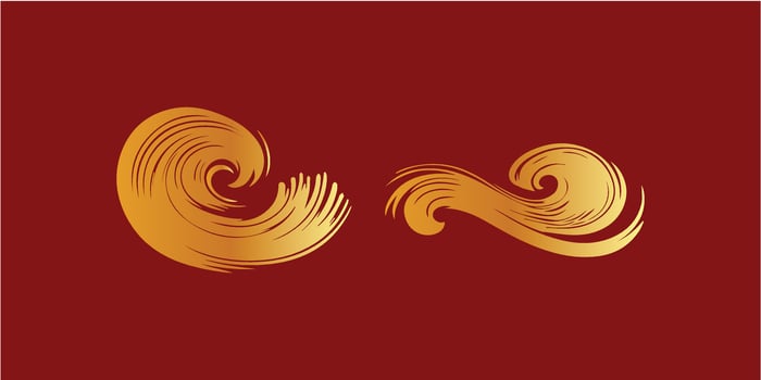 golden swirls on a red background vector