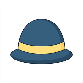 Hat Flat design style, blue bowler hat with yellow band, ideal for fashion accessories vintage themes and formal outfit graphics vector