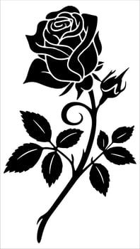 Black and White Rose Silhouette vector