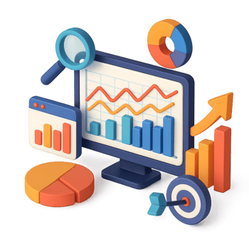 A computer monitor with graphs and other items png