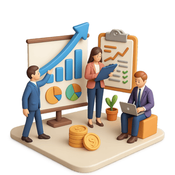 Business people working on a presentation png