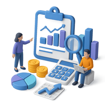 3d illustration of people working with financial documents png