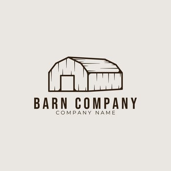 barn house line art logo vintage illustration design, minimalist logo template. sing and symbol vector